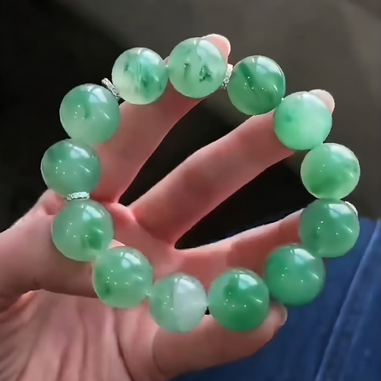 Apple Green African Jadeite Bead Bracelet