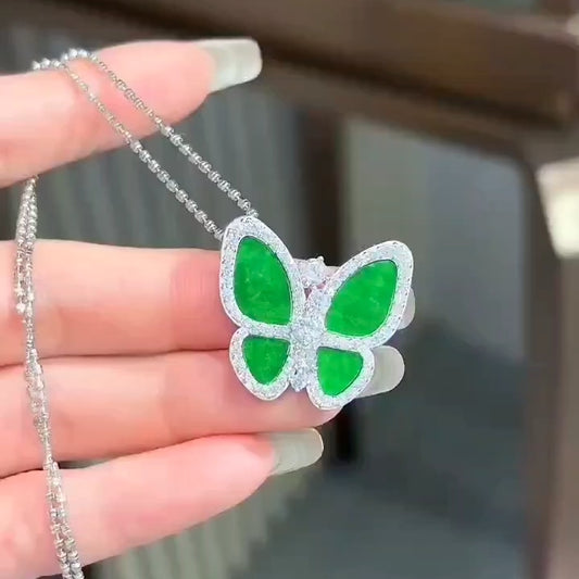 天然缅甸翡翠蝴蝶吊坠