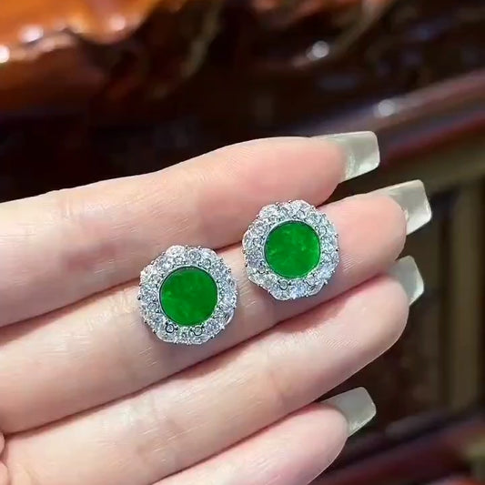 天然缅甸翡翠耳环