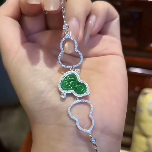 缅甸天然翡翠大葫芦吊坠手链