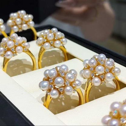 Japanese Akoya Pearl Bouquet Ring