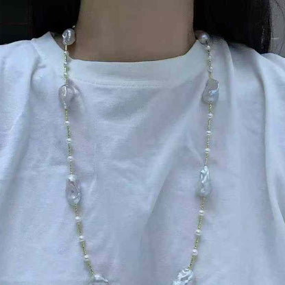 天然淡水巴洛克珍珠毛衣链项链