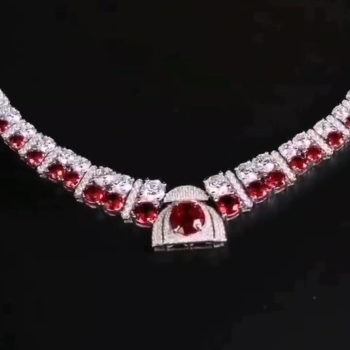实验室培育缅甸红宝石项链