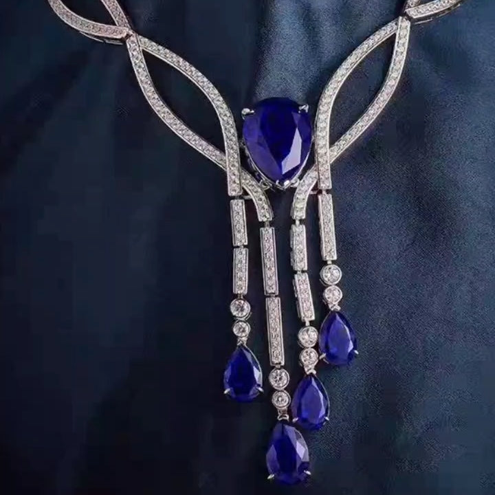 实验室培育皇家蓝宝石项链