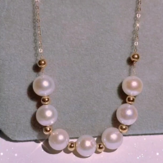 天然淡水极光珍珠项链