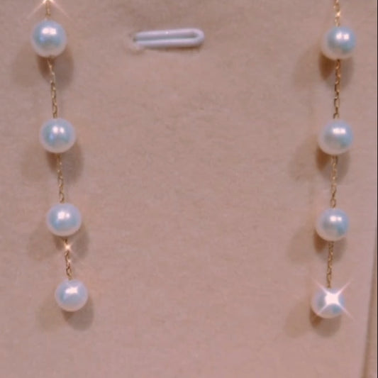 18K金天然淡水极光珍珠耳环