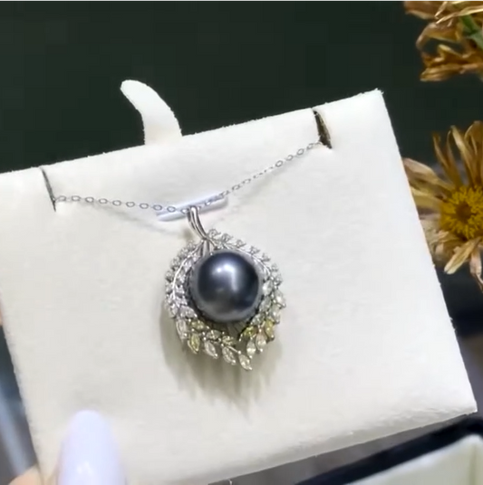 Tahitian Black Pearl Vine Pendant