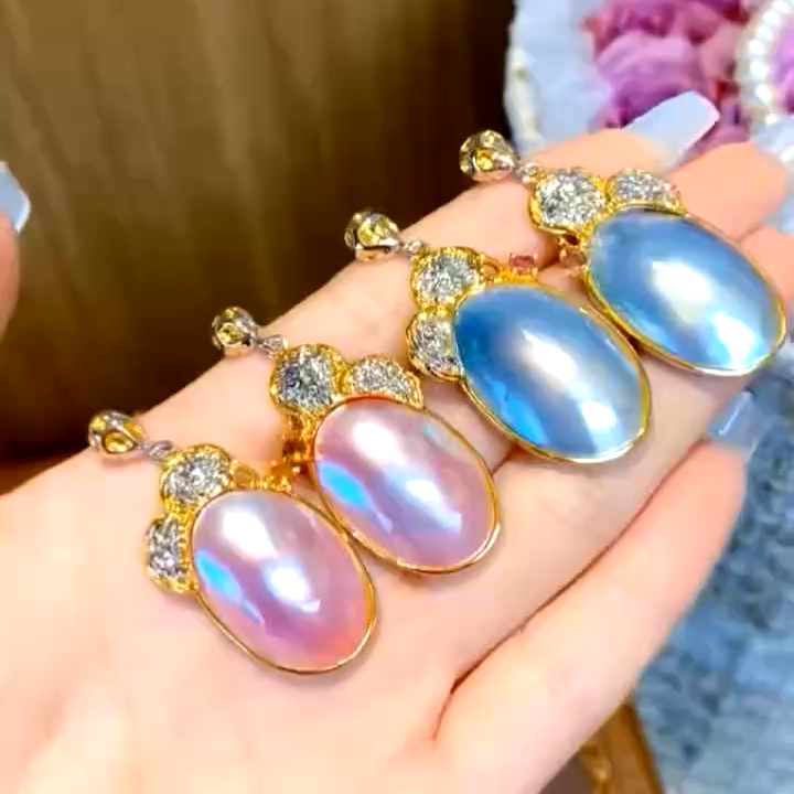 意大利手工马贝珍珠耳环