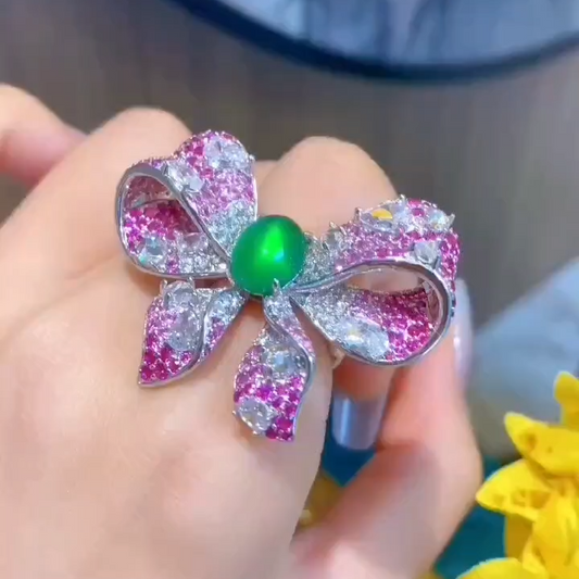 帝王绿玉髓弓形戒指