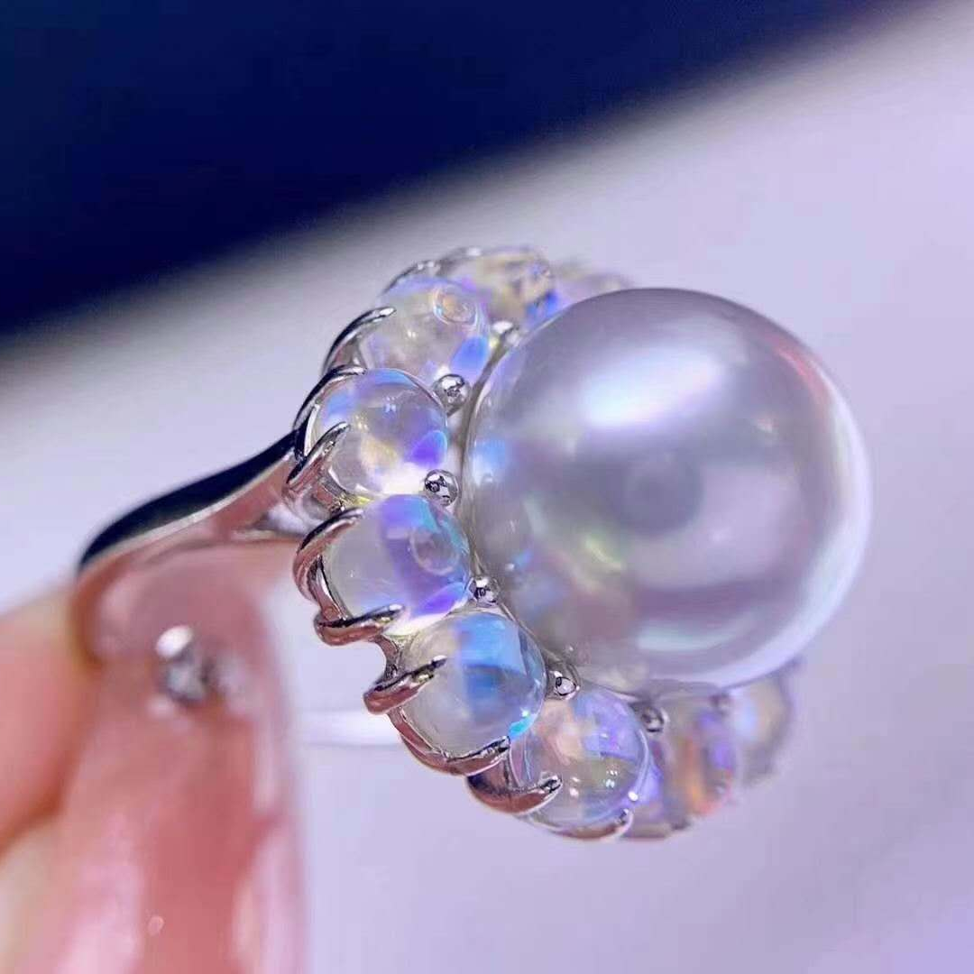 3D Flower South Sea Pearl Ring & Pendant Set