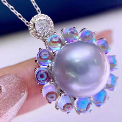 3D Flower South Sea Pearl Ring & Pendant Set