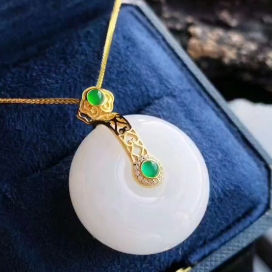 Golden Silk Jade Safety Buckle Pendant