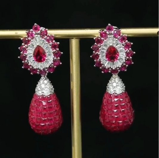 红宝石舞厅艺术耳环