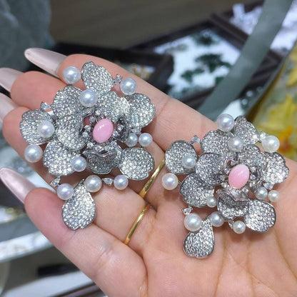 Rose-Shaped Pearl Brooch