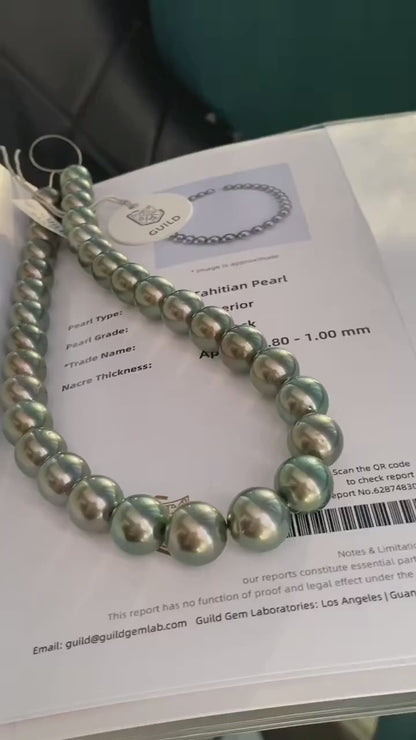 Tahitian Peacock Green Pearl Necklace