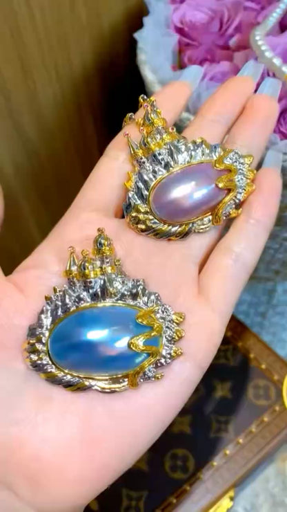 柔粉色马贝珍珠胸针/吊坠