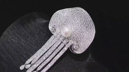 古董水母流苏胸针