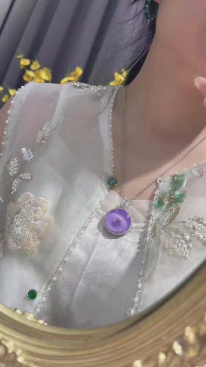 水紫色珐琅安全扣吊坠