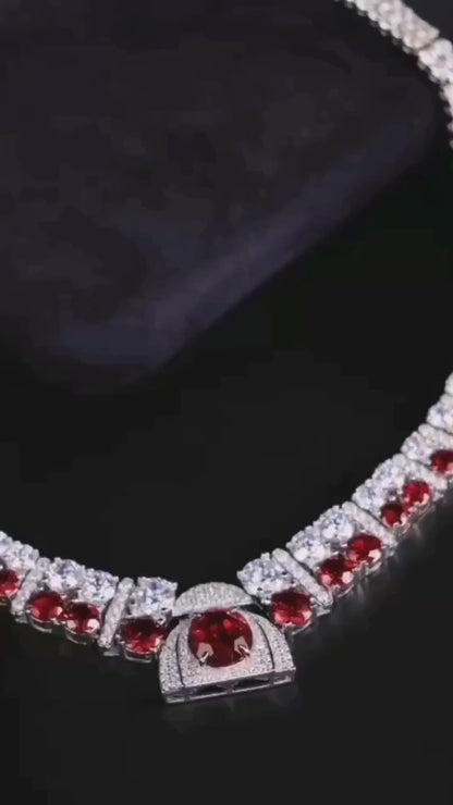 实验室培育缅甸红宝石项链