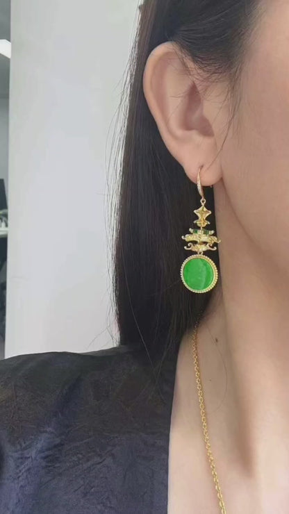 A级翡翠宝塔耳环