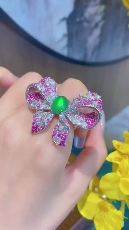 帝王绿玉髓弓形戒指