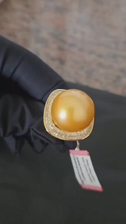 Natural South Sea Golden Pearl 16.6cm Ring